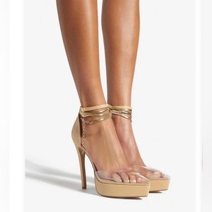 Super sexy and great for summer. Taupe and clear platform stiletto. New